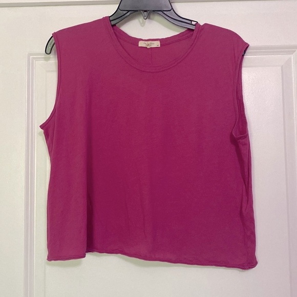 Rag & Bone Fuchsia Sleeveless Cropped Tee - Picture 1 of 5